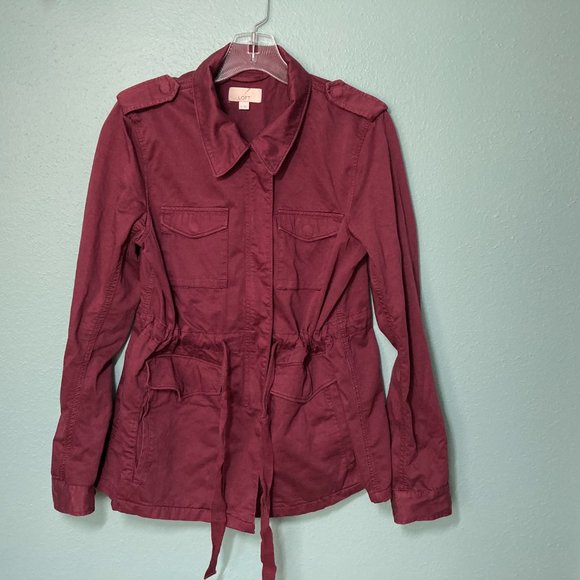 LOFT Burgundy Sateen Utility Jacket - Picture 3 of 8